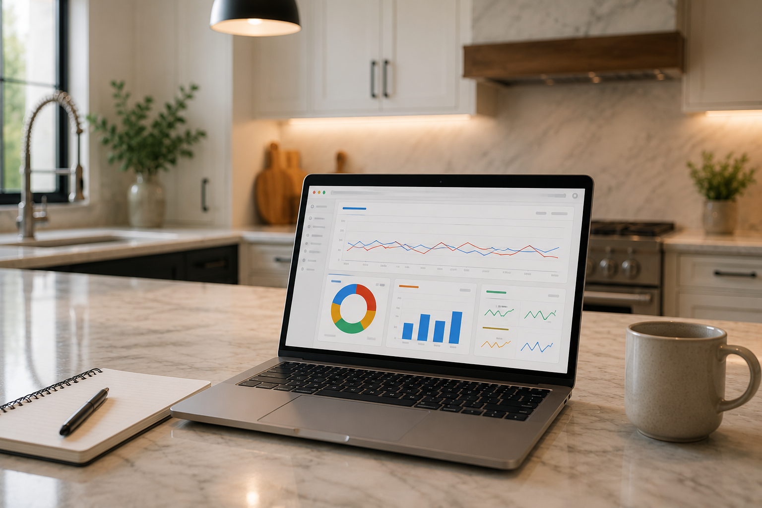 Google Ads analytics dashboard used to track leads and marketing performance for a home improvement company